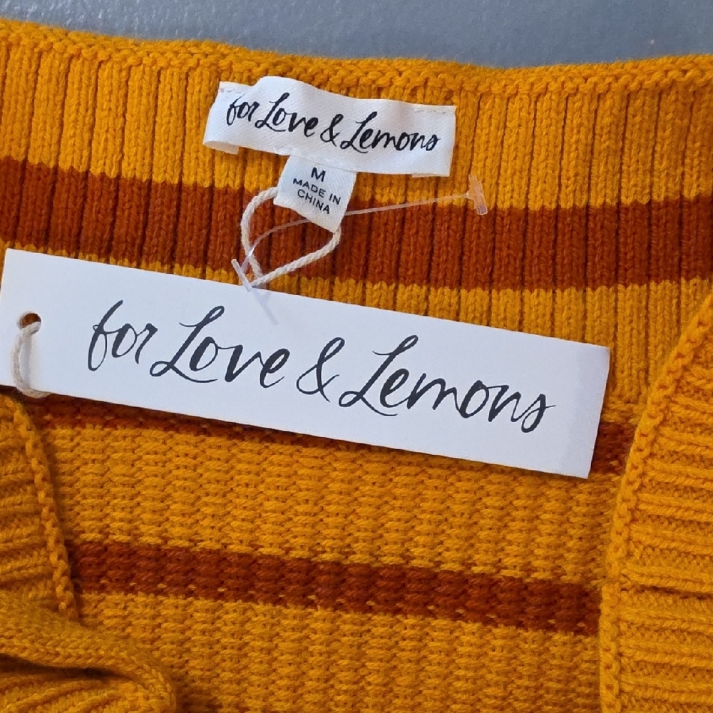 For Love And Lemons Orange Striped Knit Mini Dress size M & S new without tags - Picture 6 of 9